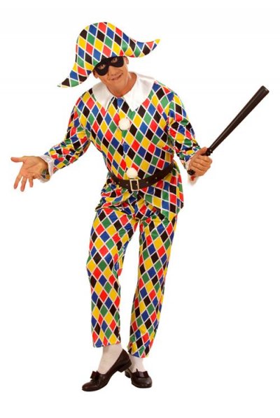 WIDMANN Costume Arlequin Satin Adulte - Multicolores - S
