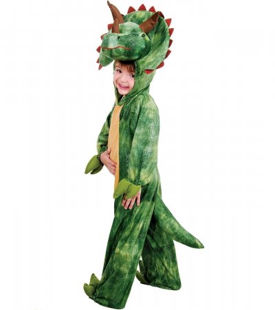 CHAKS Costume Enfant Dinosaure Triceratops - Vert - 104 cm