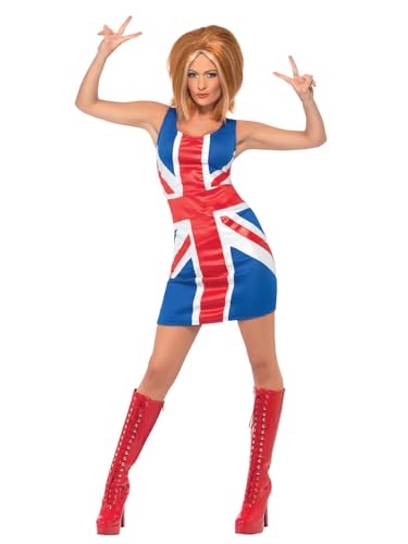 SMIFFYS Costume Spice Girl Annees 90 Ginger Power Union Jack Robe - M