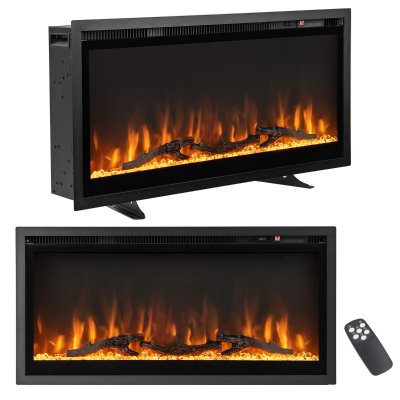 COSTWAY Chemin&eacute;e &Eacute;lectrique Murale avec 9 Couleurs de Flamme 750W/1500W