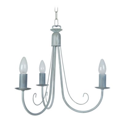 TOSEL C&Ocirc;TE D'IVOIRE - Lustre multi bras m&eacute;tal gris blanc
