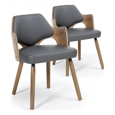 Cotecosy - Lot de 2 chaises scandinaves Dima Vintage Gris - Gris