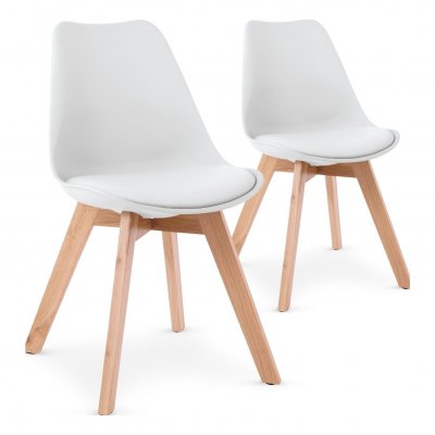Cotecosy - Lot de 2 chaises style scandinave Bovary Blanc - Blanc