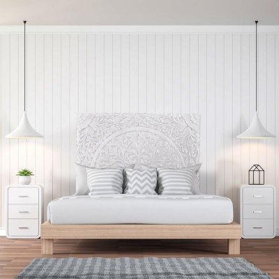 COTECOSY  - T&ecirc;te de lit Flora 140cm Bois Blanc - Blanc
