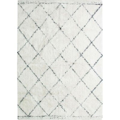 LES TENDANCES COTTON BERBERE Tapis de salon - 120 x 170 cm - 100 % coton - Ecru naturel - Motif losange