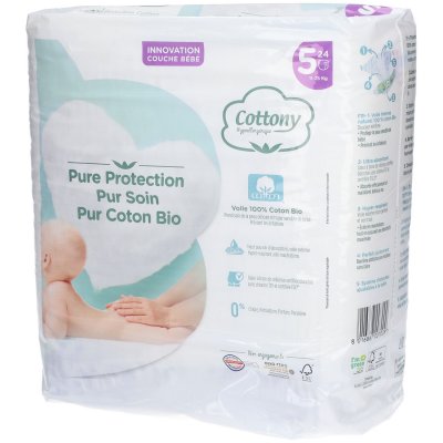 COTTONY  Couches avec du Coton Bio 24 Couches Taille 5 (11-25 kg)