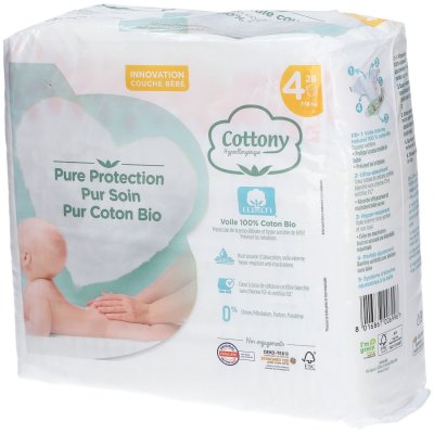 COTTONY  Couches B&eacute;b&eacute; 100% Coton T4 7-18kg 28 unit&eacute;s