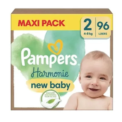 PAMPERS Couches B&eacute;b&eacute; Harmonie 4 - 8 Kg Taille 2  - Le Pack De 96 Couches