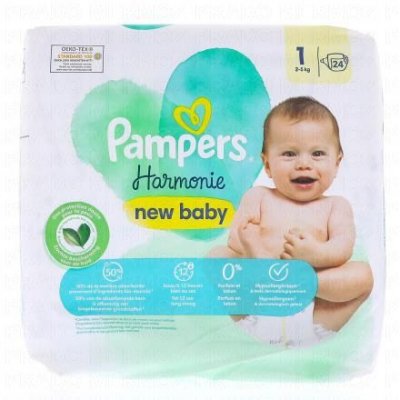 PAMPERS Couches B&eacute;b&eacute; Harmonie Taille1 2-5kg  - Le Paquet De 24 Couches