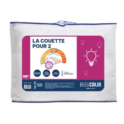 BLEU CALIN Couette chaleur r&eacute;glable 220x240cm sp&eacute;cial couples Marque Fran&ccedil;aise