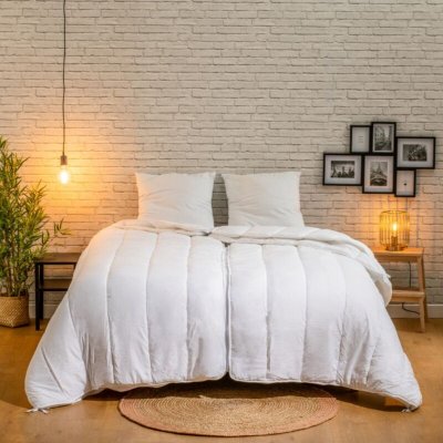 BLEU CALIN Couette chaleur r&eacute;glable 240x260cm sp&eacute;cial couples Marque Fran&ccedil;aise