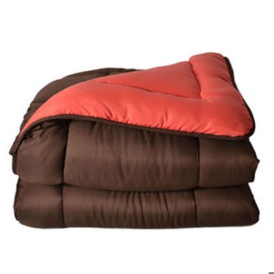 TOISON D OR Couette chaude microfibre bicolore 400 gr/m2 Orange corail 140x200 cm