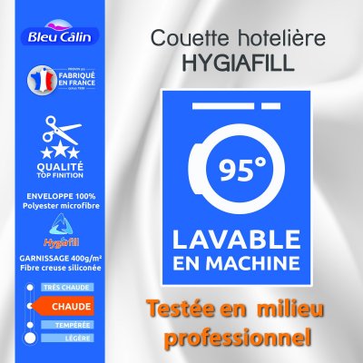 BLEU CALIN Couette Hoteli&egrave;re Hygiafill 220 x 240 cm pour lit 2 places 140 x 190 cm &agrave; 160 x 200 cm
