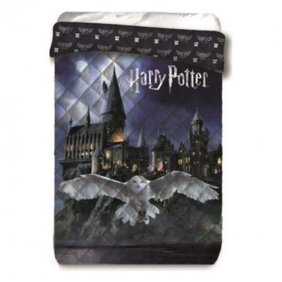  Couette imprim&eacute;e Harry Potter  140 X 200 Cm chateau et hibou