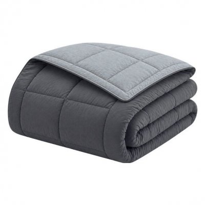TOISON D OR Couette Microfibre 400g/m&sup2; CALGARY Acier & Argent 220x240cm