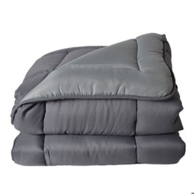 TOISON D OR Couette Microfibre Bicolore 400 gr/m2 - Acier/Argent - 140 x 200 cm