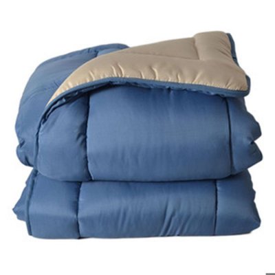 TOISON D OR Couette Microfibre Bicolore 400 gr/m2 - P&eacute;trol/Mastic - 140 x 200 cm