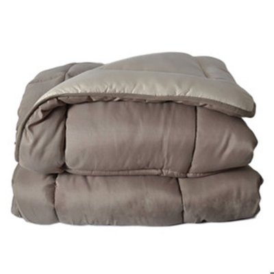 TOISON D OR Couette Microfibre Bicolore 400 gr/m2 - Taupe/Lin - 140 x 200 cm