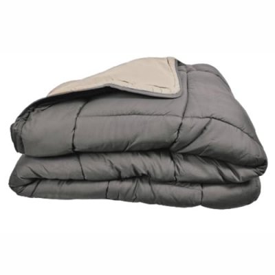 LINANDELLE Couette Microfibre Bicolore 400 gr/m2 - Taupe/Lin - 220 x 240 cm