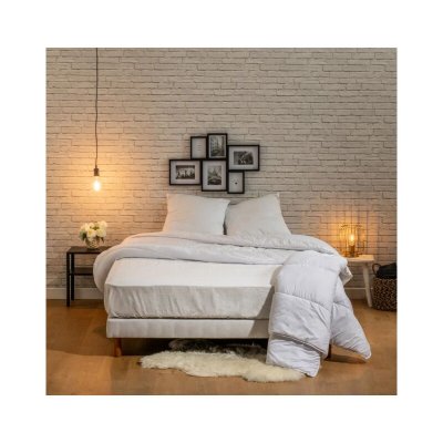 BLEU CALIN Couette segmentable pour lavage facile - 220x240cm - Blanc - Blanc
