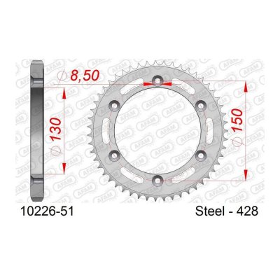 AFAM Couronne  51 dents acier standard pas 428 type 10226