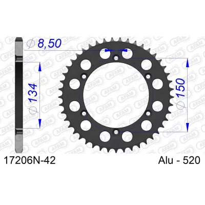 AFAM Couronne  aluminium anti-boue 42 dents Kawasaki KX / KXF