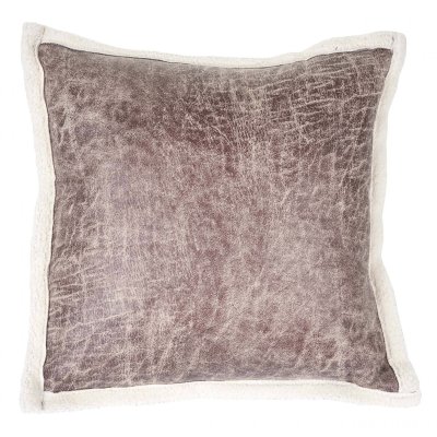 Coussin de d&eacute;coration aspect daim marron aspect toison 45x45cm