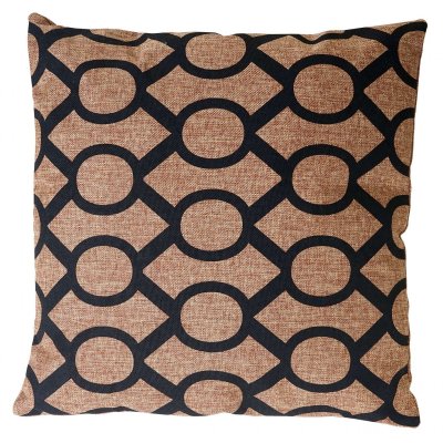 Coussin de d&eacute;coration, cercles, coussin avec bourrage, marron / noir, 45x45cm