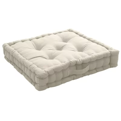 HOME MAISON Coussin de Sol 50 x 50 x 10 cm LOLA 100% coton - BEIGE ECRU