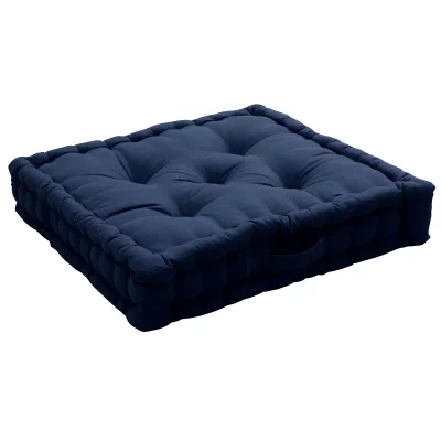 Coussin de sol Panama avec poign&eacute;e - 50 cm x 50 cm - Bleu Marine