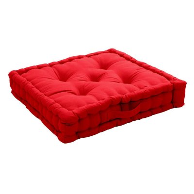 NON RENSEIGNE Coussin de sol uni en pur coton - Rouge - 50 x 50 x 10 cm