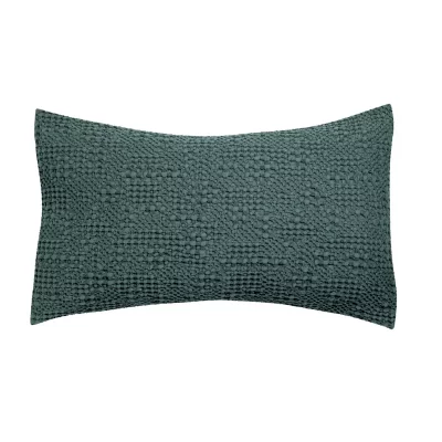Coussin stonewashed tana prusse 40 x 65 cm vivaraise 1308634000