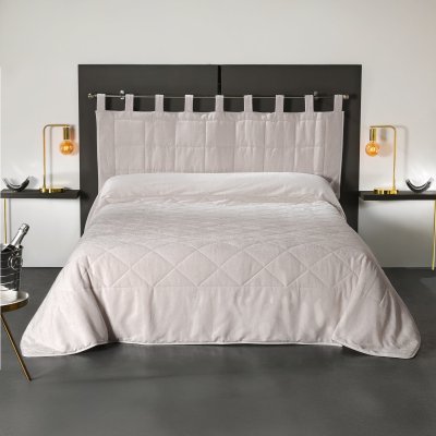 LINDER Coussin T&ecirc;te de Lit &agrave; l' Aspect Velours Beige 160 x 70 cm - Beige