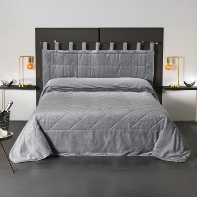 HOMEMAISON Coussin T&ecirc;te de Lit &agrave; l' Aspect Velours - Gris clair - 160 x 70 cm