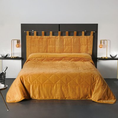 HOMEMAISON Coussin T&ecirc;te de Lit &agrave; l' Aspect Velours - Jaune - 160 x 70 cm