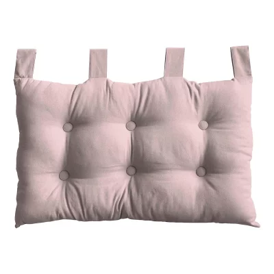 Coussin t&ecirc;te de lit en coton et pattes boutonn&eacute;es - Vieux rose - 70 x 45 cm