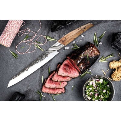 FORGED Couteau &Agrave; Viande Katai Acier Vg10 Bois De Racine 39.3 Cm 
