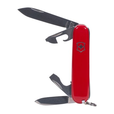 VICTORINOX Couteau de poche  Recruit (10 fonctions, ouvre-bo&icirc;tes) rouge
