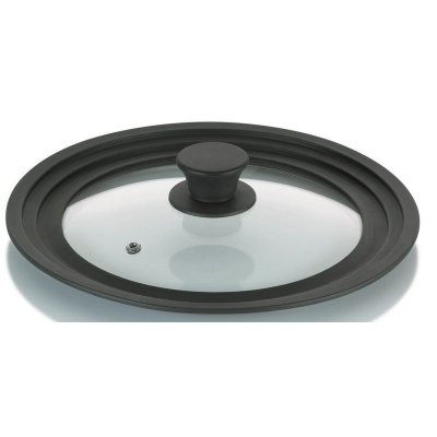 KELA Couvercle  - En verre silicone - Adaptable 22/24/26 cm - Noir