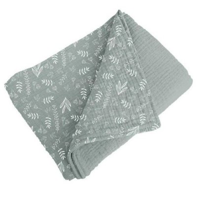 BEBE DOUCEUR Couverture 100% coton pour b&eacute;b&eacute; - Vert &agrave; motif v&eacute;g&eacute;tal - 75 x 75 cm
