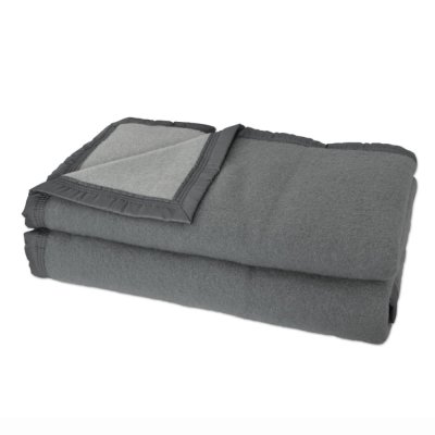 Couverture Aubisque en laine woolmark 240x260 cm anthracite et souris