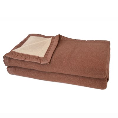 Couverture Aubisque en laine woolmark 240x260 cm chamois et naturel