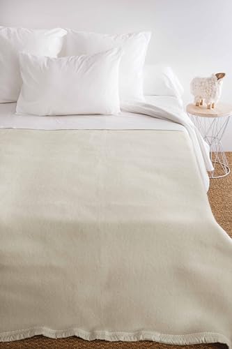 Couverture Aubisque en laine woolmark naturelle 180x220 cm blanche