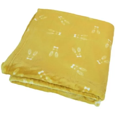 DOMIVA Couverture B&eacute;b&eacute; Aux Impressions De Lapins - Jaune - 75 X 100 Cm Jaune