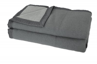 Couverture double face en 100% laine - Sable - 240 x 260 cm