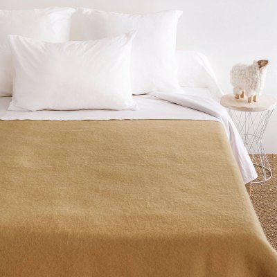 Couverture double face en 100% laine - Sable - 240 x 300 cm