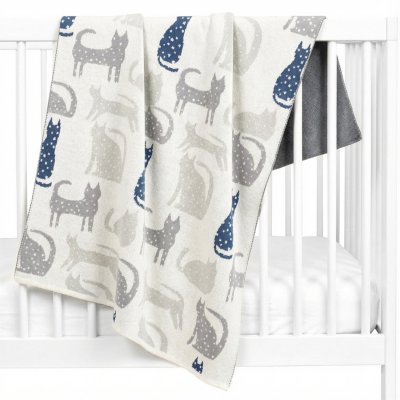 SEVIRA KIDS Couverture en coton bio- chat gris COUV-TRICOT-UK-CHAT-GRIS
