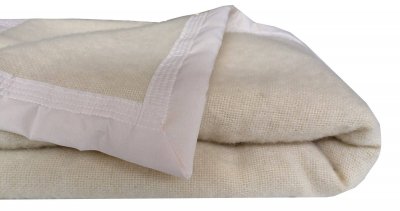 Couverture laine Woolmark Champagny OURSON 180 x 220 cm Ecru