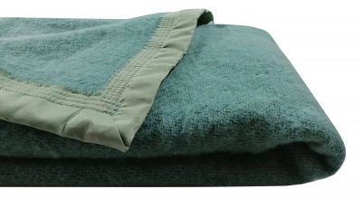 Couverture laine Woolmark Champagny OURSON 240 x 260 cm Vert sapin