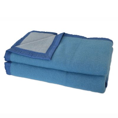 Couverture laine Woolmark Hauteluce 500 g 180 x 220 cm Myosotis/Ciel